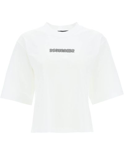 DSquared² T-Shirt im kastigen Schnitt mit -Logo - Weiß