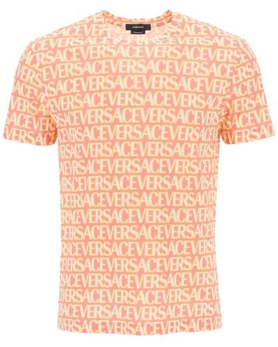 Versace Allover T -Shirt - Pink