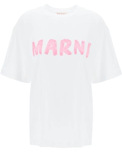 Marni T Shirt With Maxi Logo Print - White