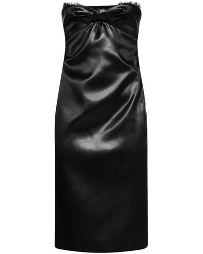Saint Laurent Satin Bustier Dress - Black