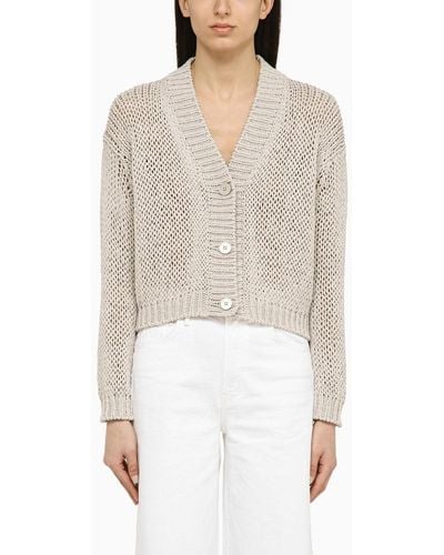 Roberto Collina Pearl Coloured Knitted Cardigan - White