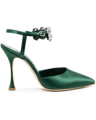 Manolo Blahnik Mabina 105 bombas de seda - Verde