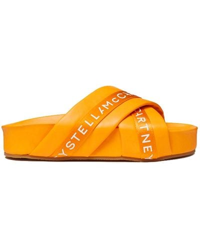 Stella McCartney Leather Logo Sandalen - Oranje