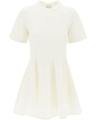 Moncler Two Tone Mini Dress con - Blanco