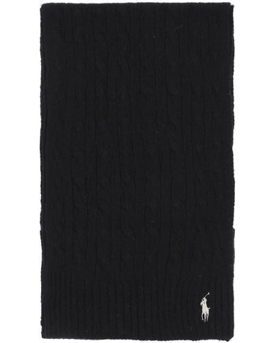 Polo Ralph Lauren Wool And Cashmere Cable-Knit Scarf - Black