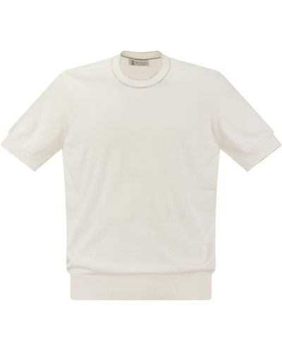 Brunello Cucinelli Baumwoll -Strick -T -Shirt - Weiß