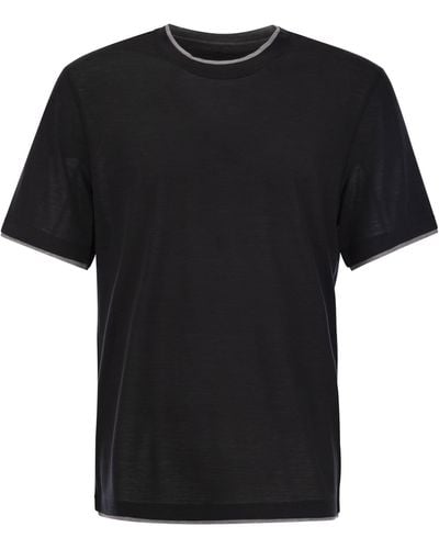 Brunello Cucinelli Zijde En Katoenen T -shirt - Zwart