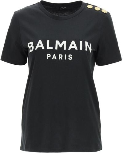 Balmain T -shirt Met Logo -afdrukken En In Reliëf In Reliëf - Zwart