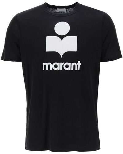 Isabel Marant 'Karman' Logo Leinen T -Shirt - Schwarz