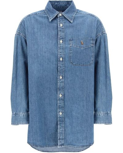 Polo Ralph Lauren Denim Oversized Shirt Voor Vrouwen - Blauw