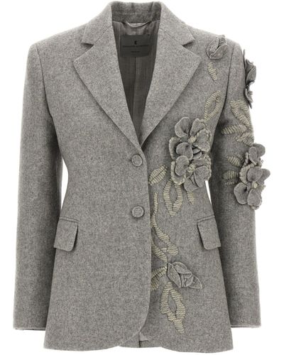 Ermanno Scervino Floral Embroidery Single-Breasted Blazer Blazer And Suits - Grey
