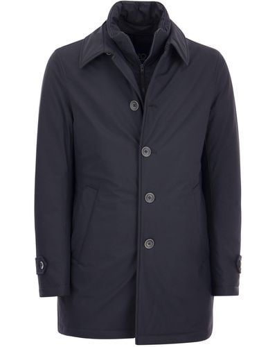 Herno Long Down Jacket With Buttons - Blue