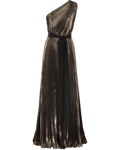 Max Mara Franz Silk Lamé One Shoulder Dress - Black