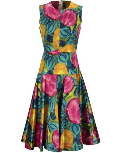 Marni Limonade Mouwloze Midi -jurk - Meerkleurig