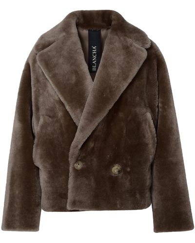 Blancha Short Lear Fur Coat - Brown