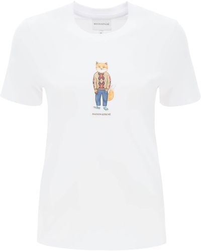 Maison Kitsuné Gekleidet Fuchs T -Shirt - Weiß