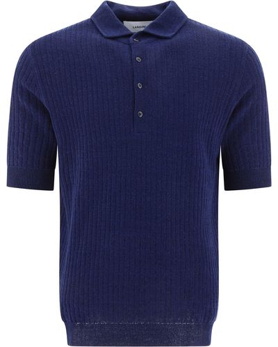 Lardini Geribbeld Poloshirt - Blauw