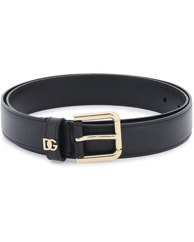 Dolce & Gabbana DG Logo de cuero Cinturón - Negro