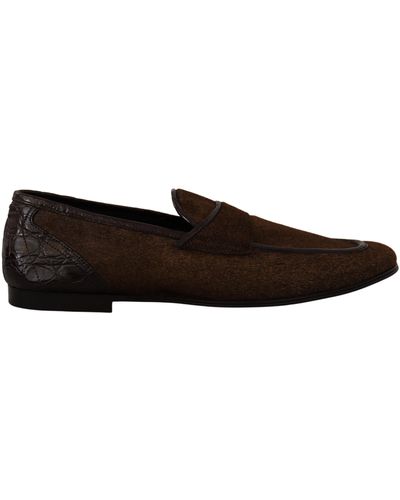 Dolce & Gabbana Chaussures Mocassins habillés Slippers en cuir marron - Noir