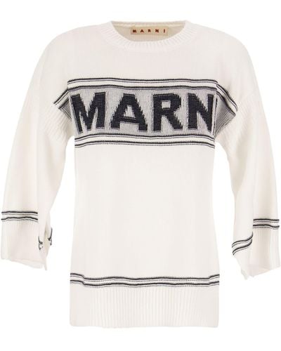 Marni Jersey de algodón con logotipo - Gris