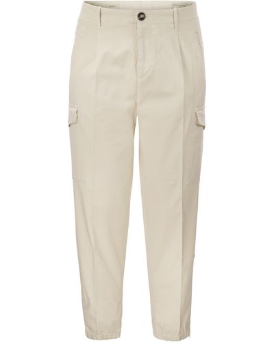 Brunello Cucinelli Cotton Gabardine Pants With Cargo Pockets - Natural