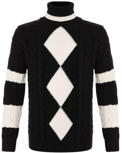 Saint Laurent Rollkragenpullover aus Wolle gestrickt - Schwarz