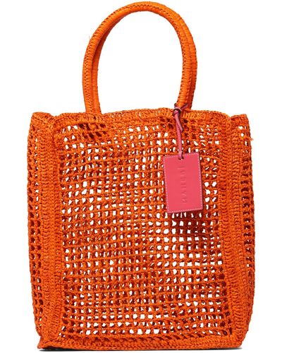 Manebí Ebi Raffia Net Handbag - Orange
