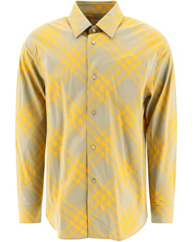 Burberry Flanellen Overhemd Met Ruitmotief - Geel