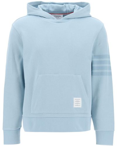 Thom Browne 4 Bar Sweat à capuche en tricot en coton - Bleu