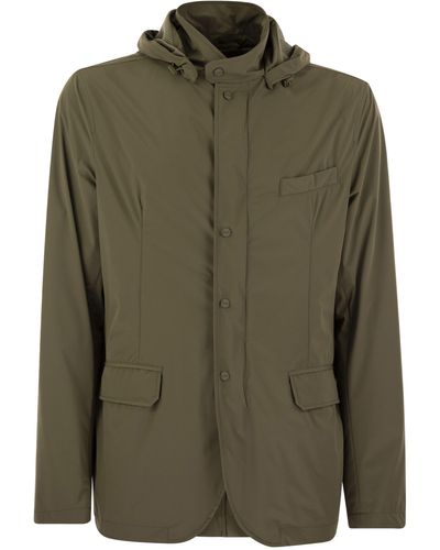 Herno Technical Fabric Jacket Met Kap - Groen