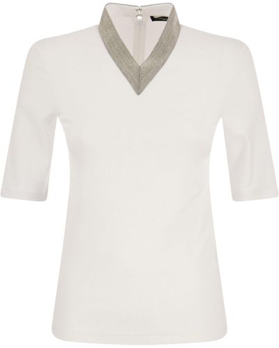 Fabiana Filippi T -Shirt mit Luxusausschnitt - Weiß