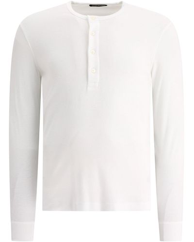 Tom Ford Lyocell geknöpftes T -Shirt - Weiß
