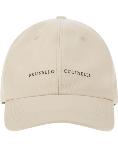 Brunello Cucinelli Cotton Canvas Baseball Cap With Embroidery - Natural