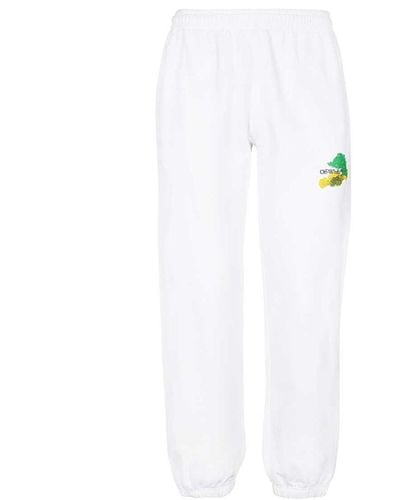 Off-White c/o Virgil Abloh Pantalon de survêtement de logo en coton blanc en blanc