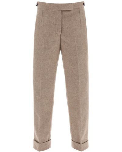 Thom Browne Cropped Woll Flanellhose - Natur