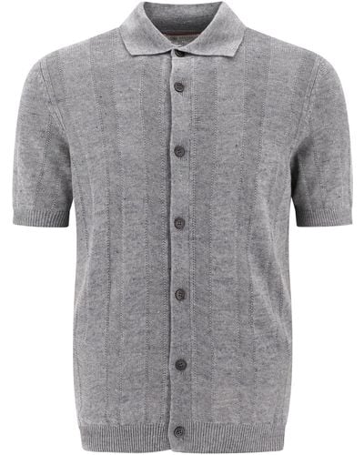 Brunello Cucinelli Textured Rib Knit Shirt - Gray