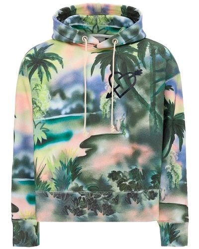 Palm Angels Cotton -Kapuzen -Sweatshirt - Grün