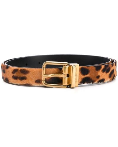 Dolce & Gabbana Cinturón Con Estampado De Leopardo - Marrón