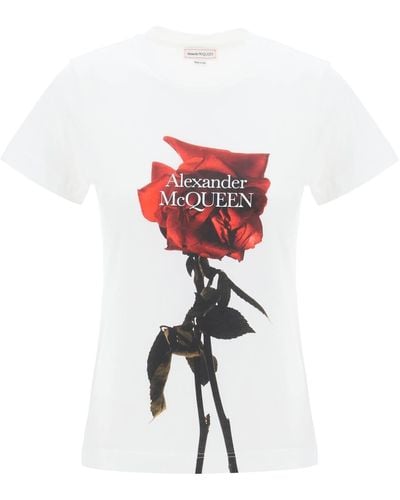 Alexander McQueen Shadow Rose T -shirt - Wit