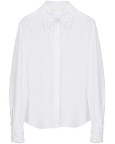 Chloé Camisa Bordada De Algodón De Chloe - Blanco