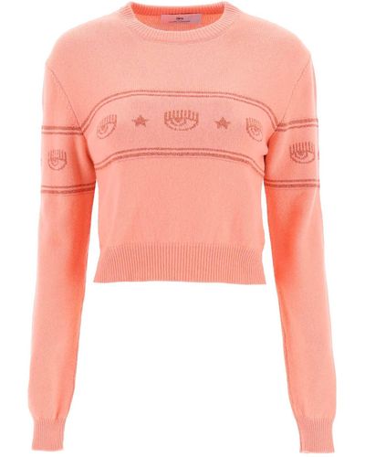 Chiara Ferragni Maxi-Pullover aus Lurex mit Logo - Pink