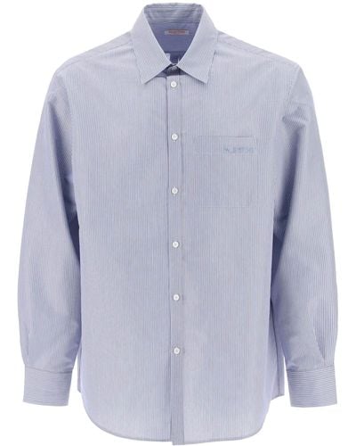 Valentino Garavani Technisches Baumwollhemd mit gestreiftem Motiv - Blau
