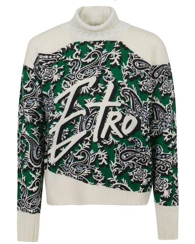 Etro Ribbed Turtleneck Knit Sweater - Green