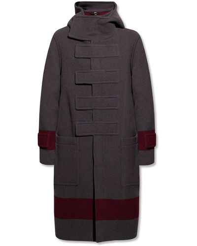 Burberry Wool Hooded Coat - Blue