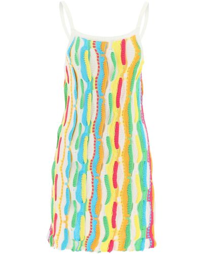 MSGM Multicolor Gebreide Mini -jurk - Wit