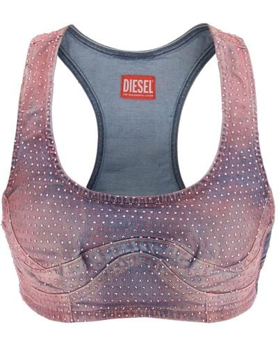 DIESEL De Toppy Fsd - Top court en jean avec strass - Violet