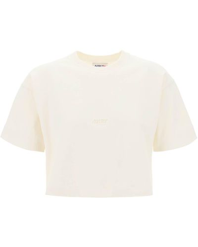 Autry Boxy T -Shirt mit debossiertem Logo - Weiß
