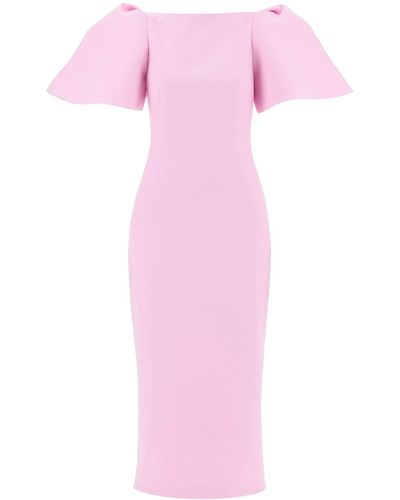 Solace London Trost London Lora Midi Kleid im schweren Krepp - Pink