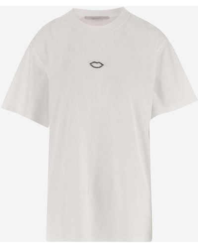 Stella McCartney Stella Mc Cartney Cotton T-shirt avec logo - Blanc