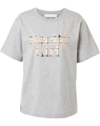 See By Chloé Camiseta con logo a cuadros tartán - Gris